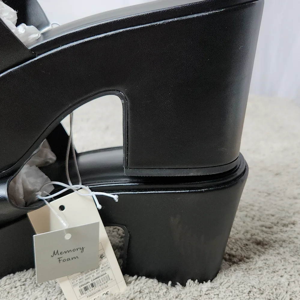 Women's Ricky Platform Heels with Memory Foam Insole - A New Day Black 12